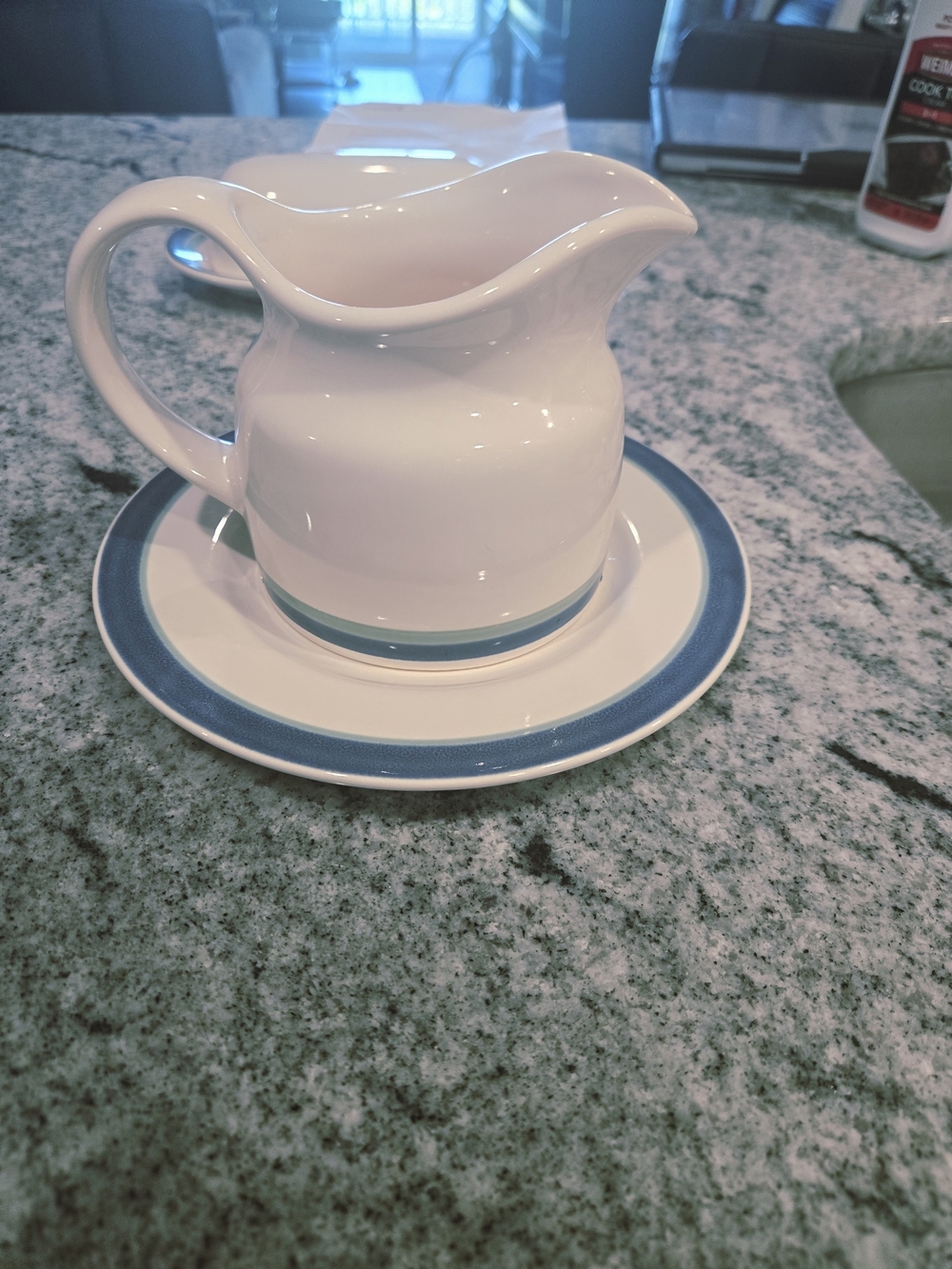 Pfaltzgraff White Gravy Boat with Blue Band